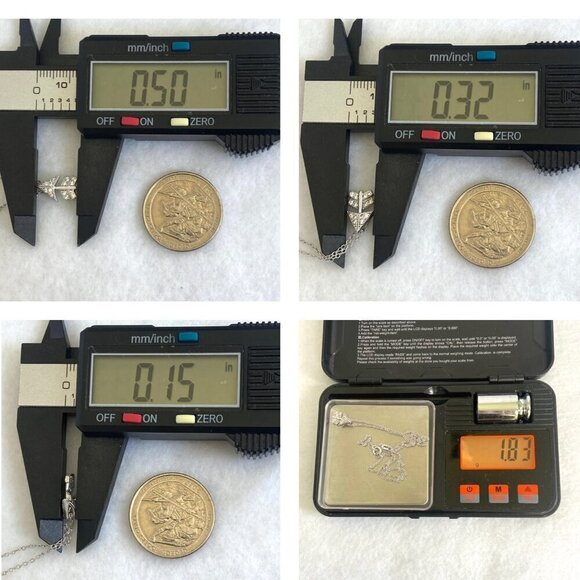 Sterling Silver 925 ATI Very Dainty Tiny Round CZ Arrow Pendant Necklace 18" - Picture 10 of 16